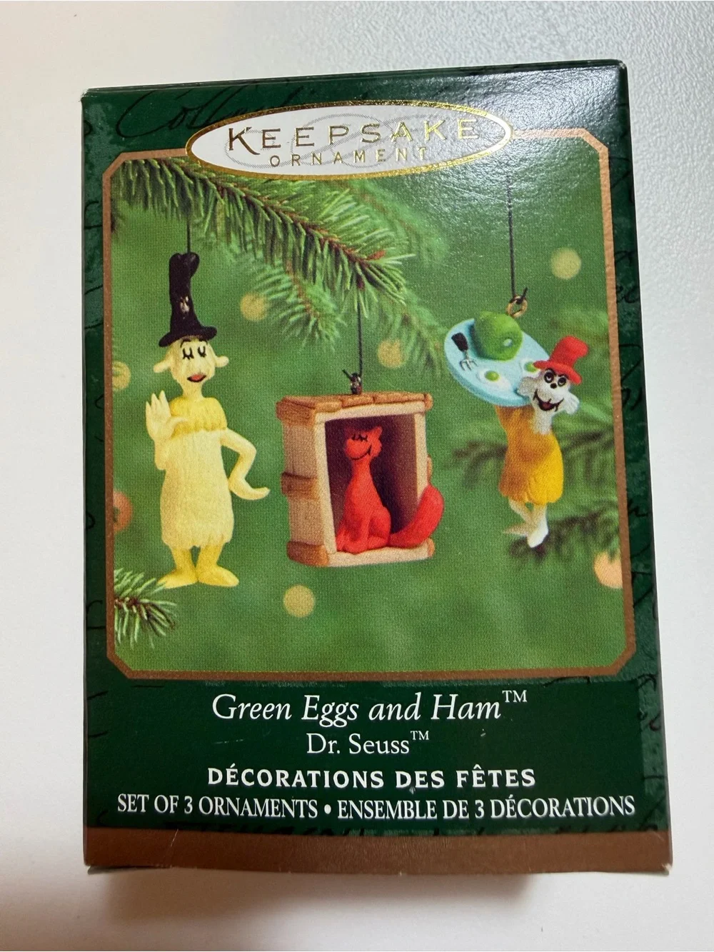 Vtg 2000 Hallmark Keepsake Ornament Dr. Seuss Green Eggs & Ham Miniature Set
